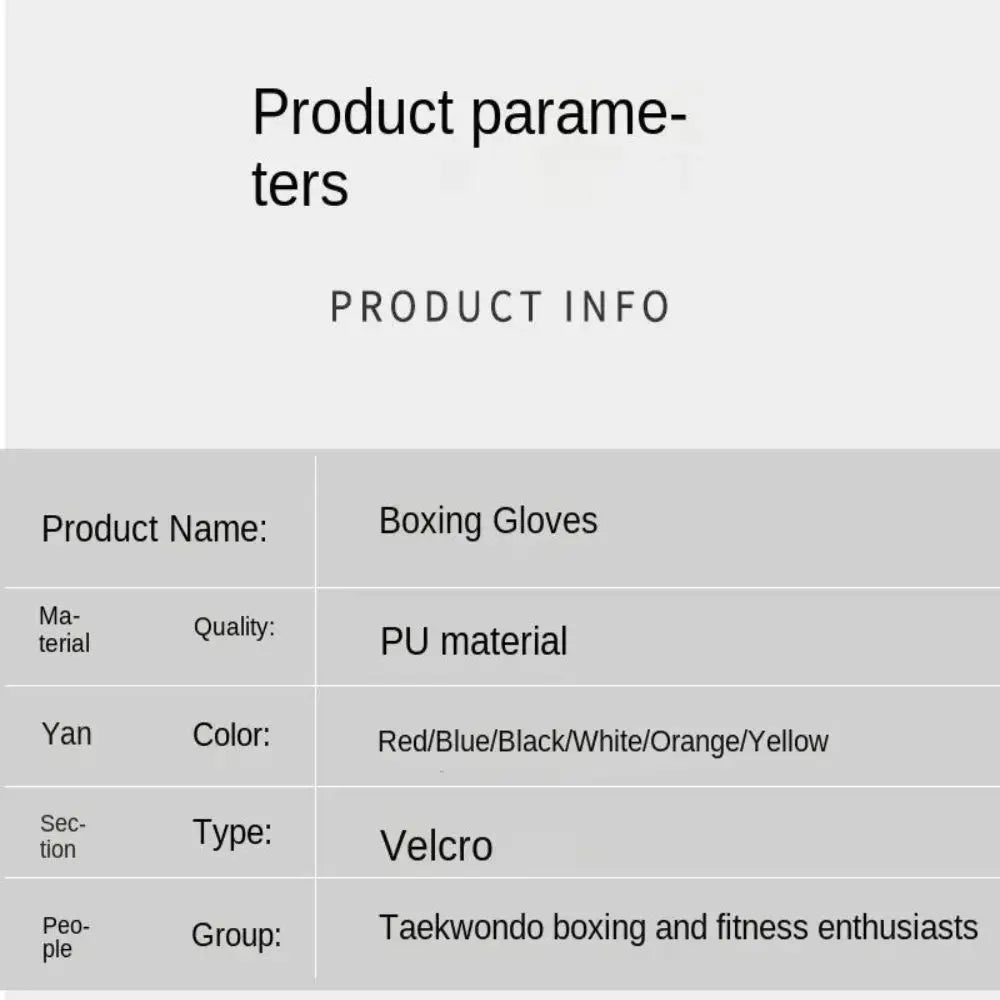 6/10/12/14Oz Kids Adult Boxing Gloves Breathable Professional Sanda Muay Thai Fighting Gloves PU Workout Gloves